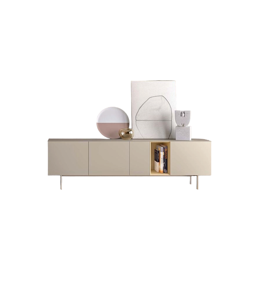 Bahut 4 Portes avec socle métallique inoxydable